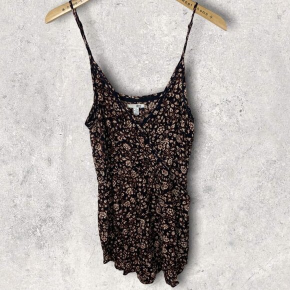 Revolve Ditzy Floral Romper Playsuit Size Large Brown Black Boho Festival Amuse - Picture 2 of 11